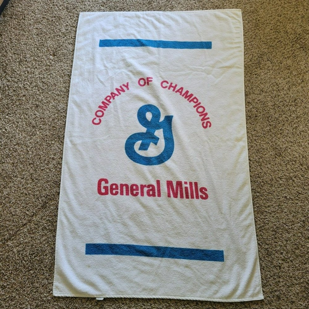 Vintage General Mills "Company of Champions" Beach Towel 55x34" Made in USA